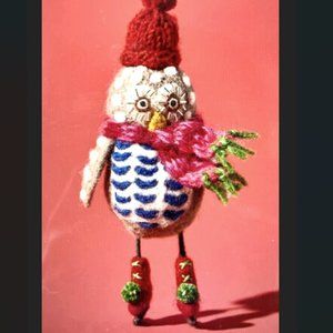 ANTHROPOLOGIE ICE SKATING SNOWY OWL FELT CHRISTMAS ORNAMENT NEW * NWT * …